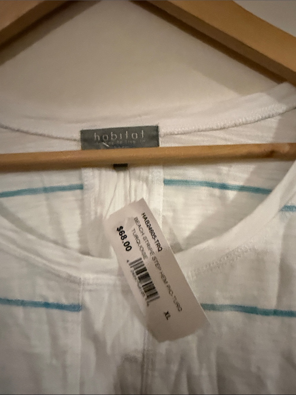 Habitat White Tee with Light Blue Stripes - Picture 3 of 3